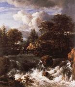 Jacob van Ruisdael a waterfall in a rocky landscape oil painting reproduction